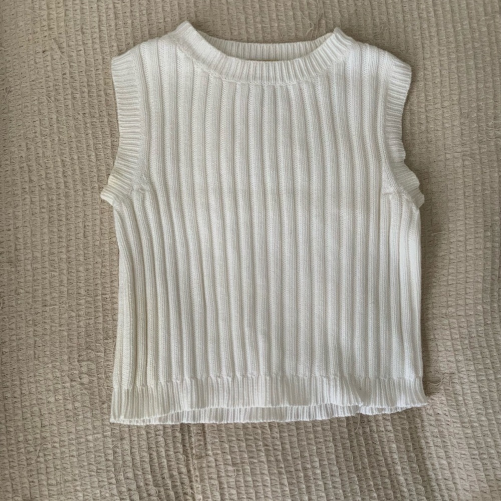 Vintage The Limited White Ribbed Sweater Tank Vest Top Office – 100% Cotton